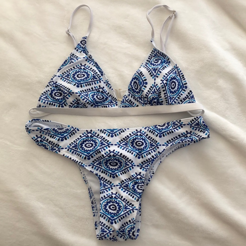 Blue print bathing suit